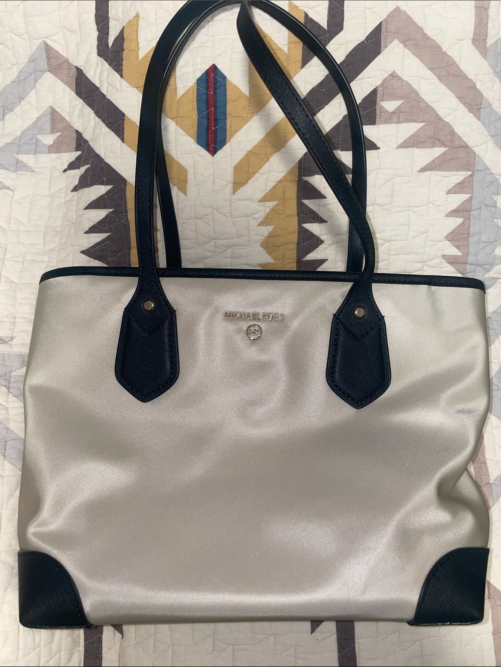 Michael Kors Cream and Black Trim Tote Bag